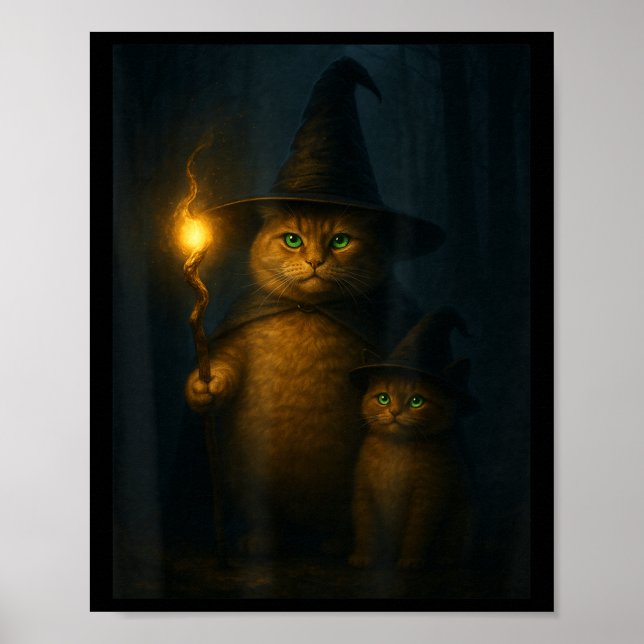 Häxkatt Konstig Rolig Halloween Katt Meme  Poster (Framsidan)