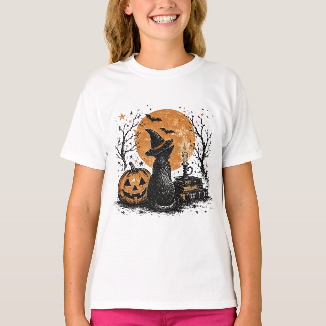 Häxkatten och pumpor t shirt (Framsida)