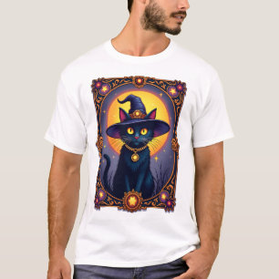 Häxkatten Tarotkort Halloween Vintage Gotisk T Shirt