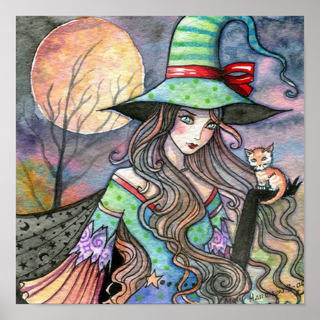 Häxkatthalloween-affisch av Molly Harrison Poster (Framsidan)