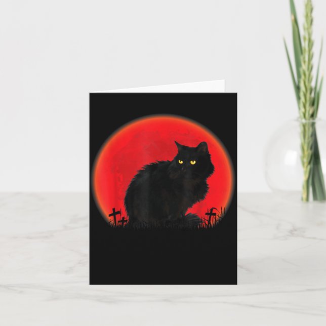 Häxkatthalloween-kostym Blodmåne Svart Katt Kort (Framsida)