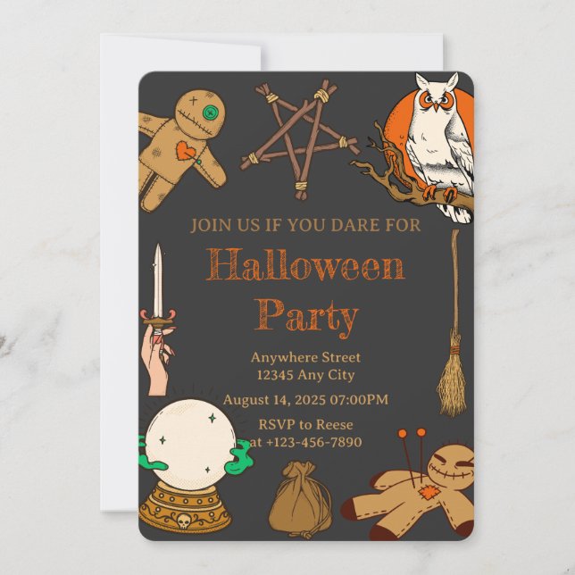 Häxkonst Halloween-fest Invitation Inbjudningar (Framsida)