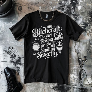 Häxkonst Halloween Vit på Svart T Shirt