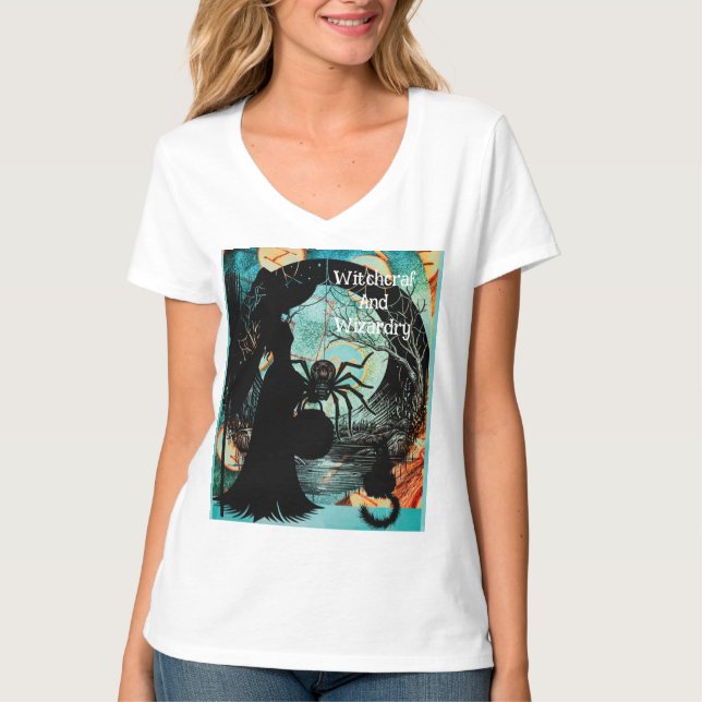 Häxkonst och trolldom, Halloween skrämmande T Shirt (Framsida)