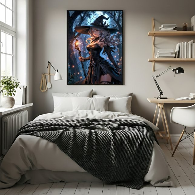 Häxkonstnär under månljus i en förtrollad skog poster (Skapare uppladdad)