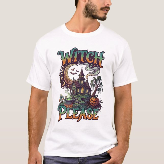 Häxkontoret Spökhus Halvmåne Kittel  T Shirt (Framsida)