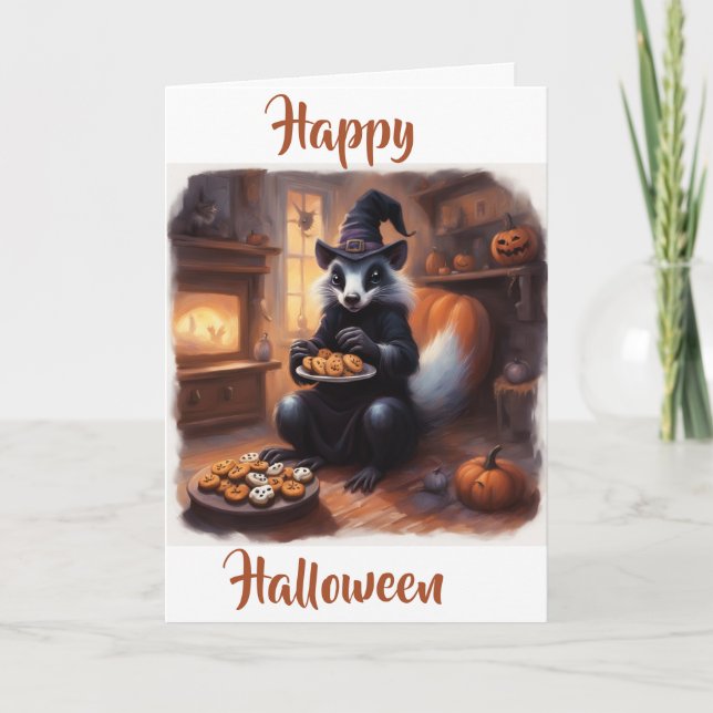 Häxkväll Halloween och kakor Helgkort (Framsida)