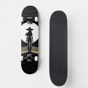 Häxlik Cowgirl Månljus Västern Feministisk Makt Mini Skateboard Bräda 18,5 Cm