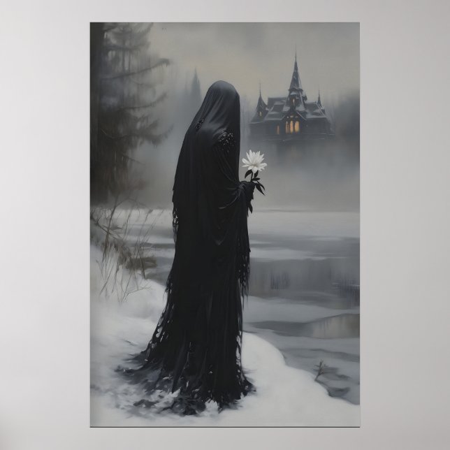Häxlik Enkas Vaka vid den Frusna Sjön Gotisk Poster (Framsidan)