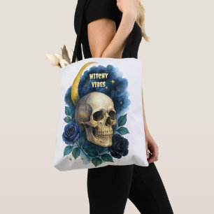 Häxlik kalle Gothic-estetik Mörk blommig Tygkasse