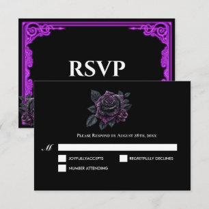 Häxlik lila glödljus gotiskt bröllop RSVP-kort OSA Kort