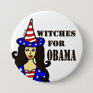 Häxor för Obama roliga Halloween knäppas Knapp