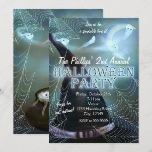 Häxor Ghostly Night Halloween-fest Invitationer Inbjudningar