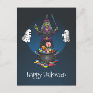 Häxor och spöken bus eller godis Halloweenfest Vykort