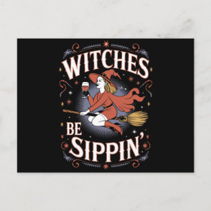 Häxor ska supa Halloween Halloween-spöklig Vykort