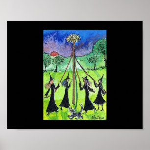 Häxor som dansar maypole.en poster