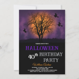 häxor vid den lysande månens Halloween-inbjudan Inbjudningar