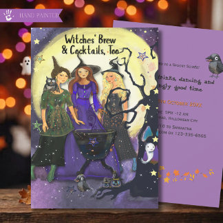 Häxors Brygd Cocktail Halloween-fest Invitation Inbjudningar