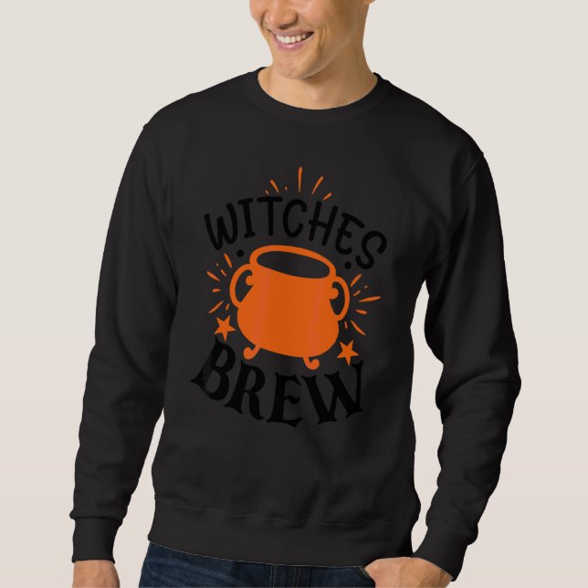 Häxors brygd Orange & Svart Halloween Lång Ärmad Tröja (Framsida)