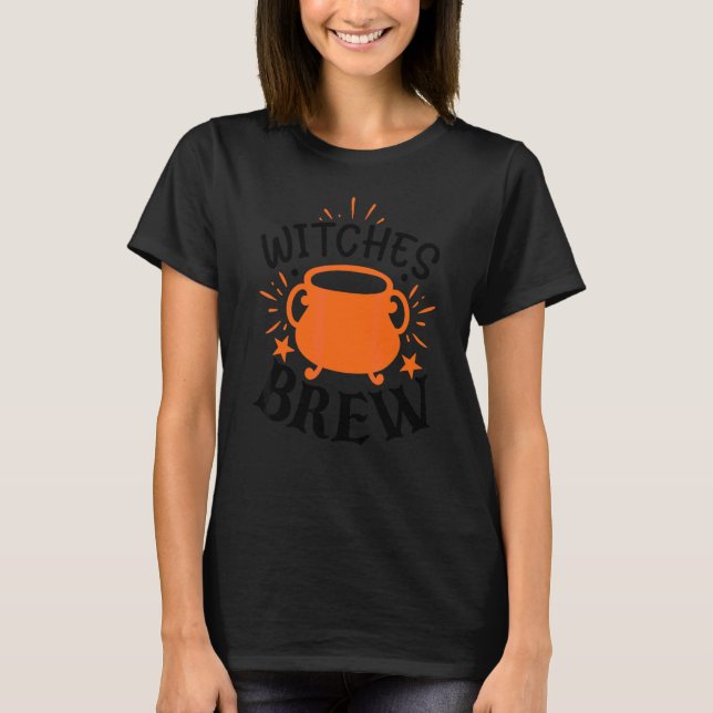 Häxors brygd Orange & Svart Halloween T Shirt (Framsida)