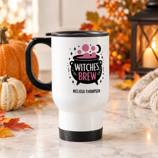 Häxors Brygd Söt Svart och Rosa Namn Halloween Resemugg