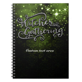 Häxors möte Grön och svart damask Halloween Anteckningsbok
