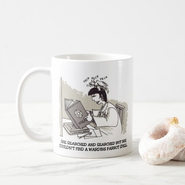 Häxparakit högerhandsmugg kaffemugg (Med munk)