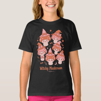 Häxsvamp Boho Söt Häxhatt Bow Fall Konst T Shirt