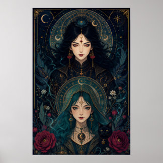 Häxsyskon – Gotisk Art Nouveau Fantasy Poster