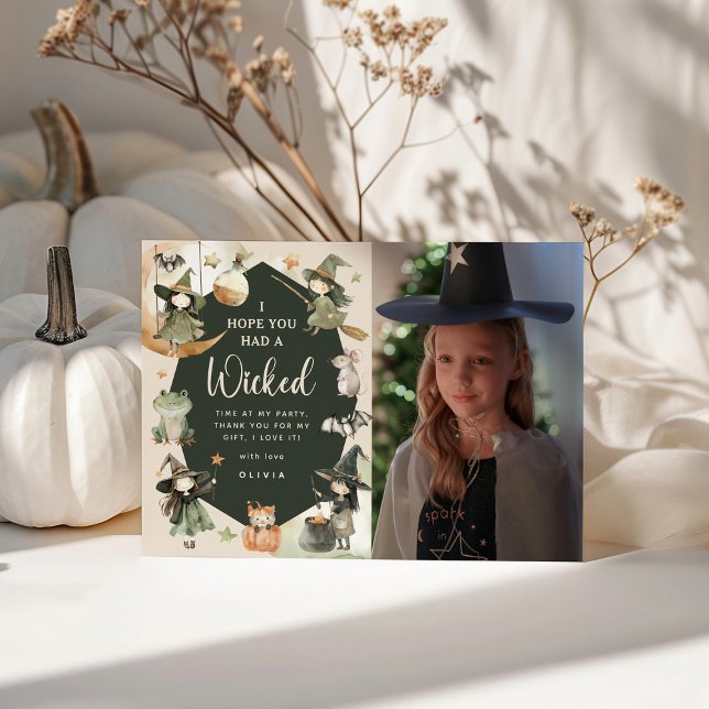 Häxväg till festen' Barn Halloween födelsedag Tack Kort (Skapare uppladdad)