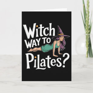 Häxväg till Pilates Rolig Halloween Pilates Yoga  Kort