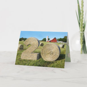 "Hay! 20:e lycklig-hälsningskort med Hay Bales Kort