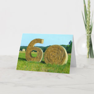 Hay! 60:e lycklig-hälsningskort med Hay Bales Kort