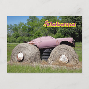 Hay Bale Art - Rosa Monster Lastbil Vykort