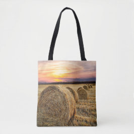 Hay Bales Farm Ranch Sunset Tote Bag Tygkasse
