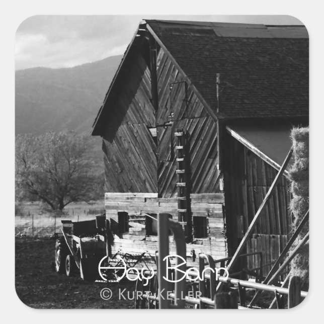 Hay Barn Fyrkantigt Klistermärke (Framsida)