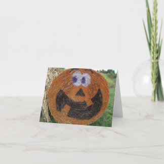 Hay Barrel Pumpkin Halloween Card Kort