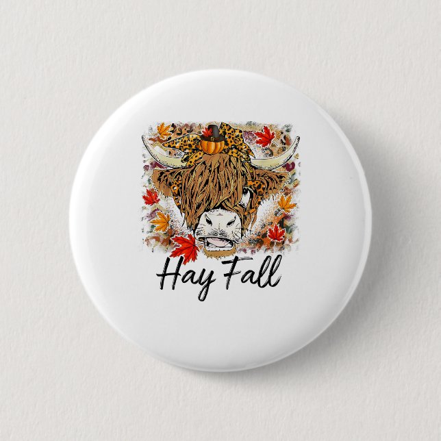 Hay Fall Highland Cow Leopard Thanksgiving Heifer Knapp (Framsida)