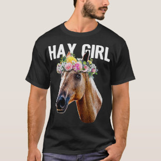 Hay Girl Blommigt Horse Equestrian T Shirt
