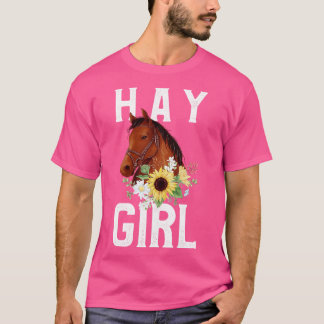 Hay Girl Blommigt Horse  Equestrian T Shirt