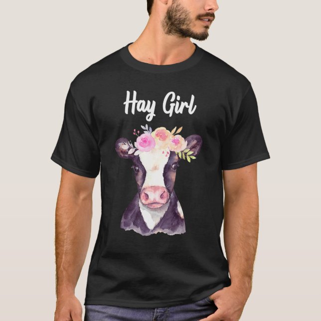 Hay Girl Farmer Cow Cattle Cow Farm Hay Girl Cow T Shirt (Framsida)