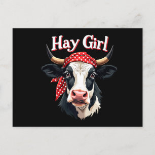 Hay Girl Farmer Funny Cattle Cow Farm Älskare Vykort