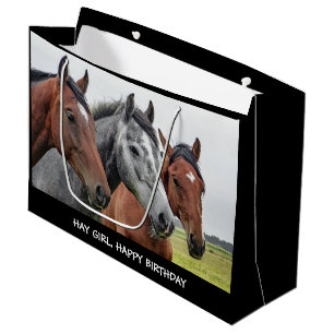 Hay Girl Grattis på födelsedagen Horse Large Gif