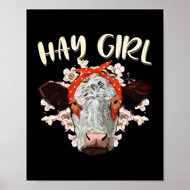 Hay Girl Heifer Farmer Cow Bandana Poster (Framsidan)