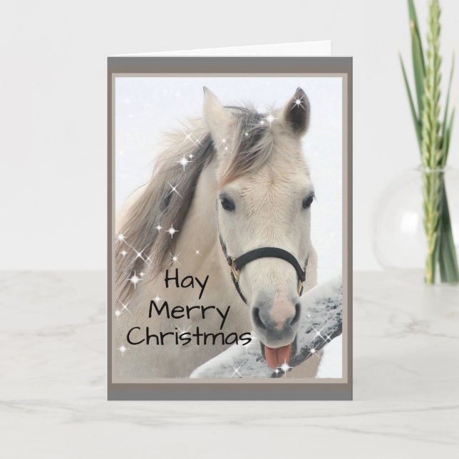 Hay God jul Horse Farm Animal Humor Kort (Framsida)