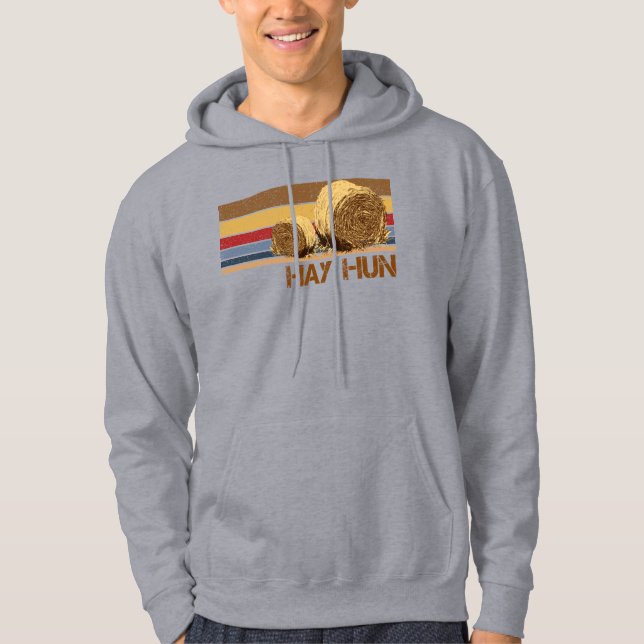 hay hun Hay bale Funny Farm Life Land Hayfield Hoodie (Framsida)