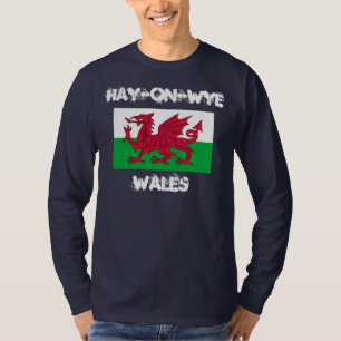 Hay-on-Wye, Wales med walesisk flagga T Shirt