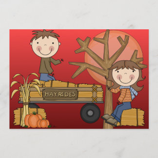 Hay Ride-höstpartiets inbjudan (flicka)