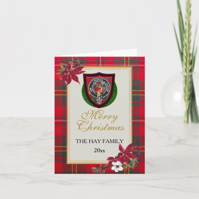 Hay Scottish Clan Tartan & Crest Kort (Framsida)