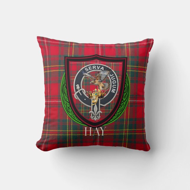 Hay Scottish Clan Tartan & Crest Kudde (Framsida)
